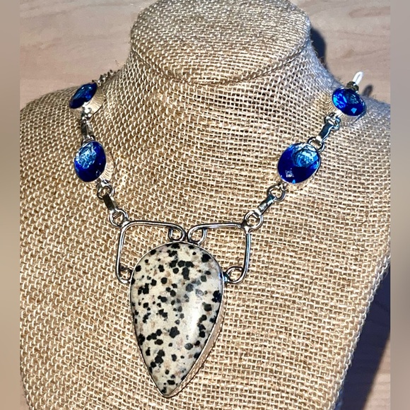 Dalmation Jasper Pendant Necklace 16-17” - Picture 10 of 13